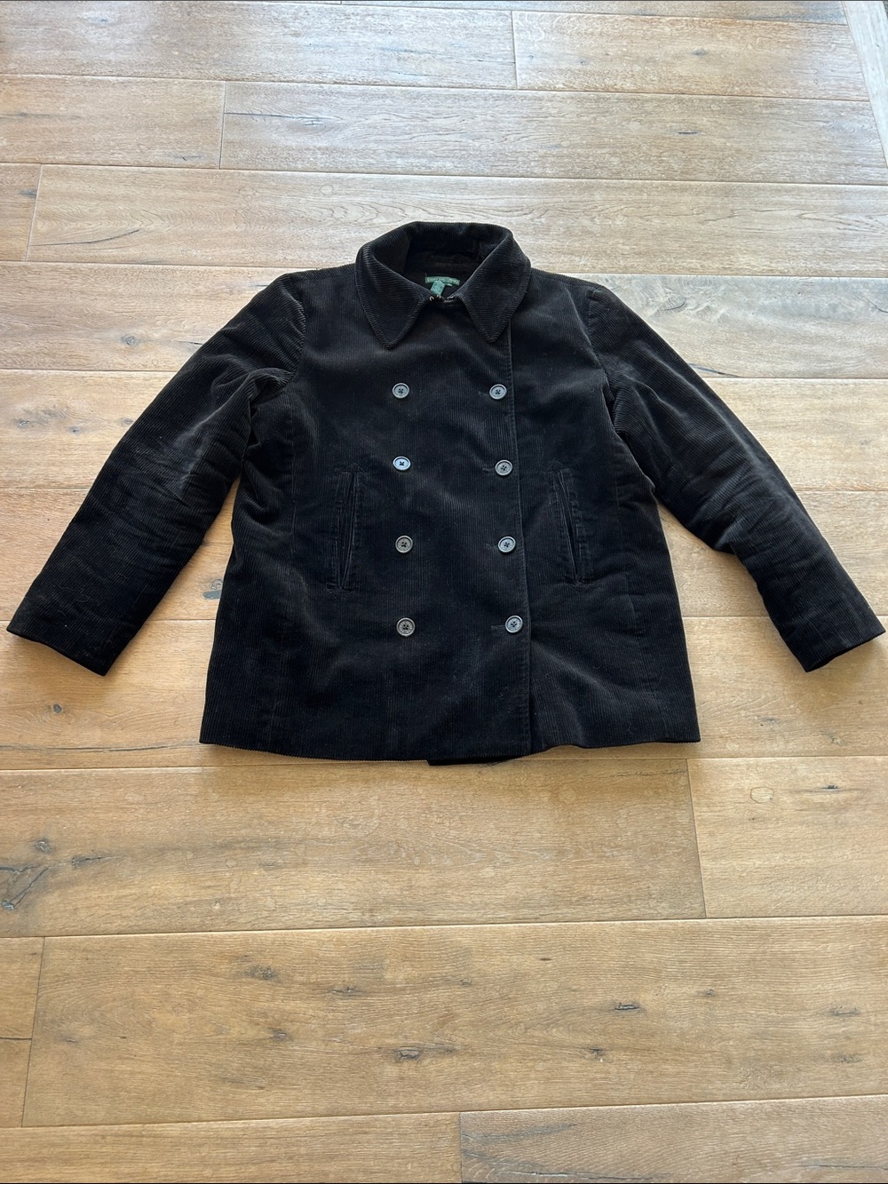 Ralph Lauren Black Corduroy Double-Breasted Peacoat
